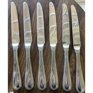 Wallace Continental Bead Flatware Service Set of 6 Dinner Knives Stainless Steel